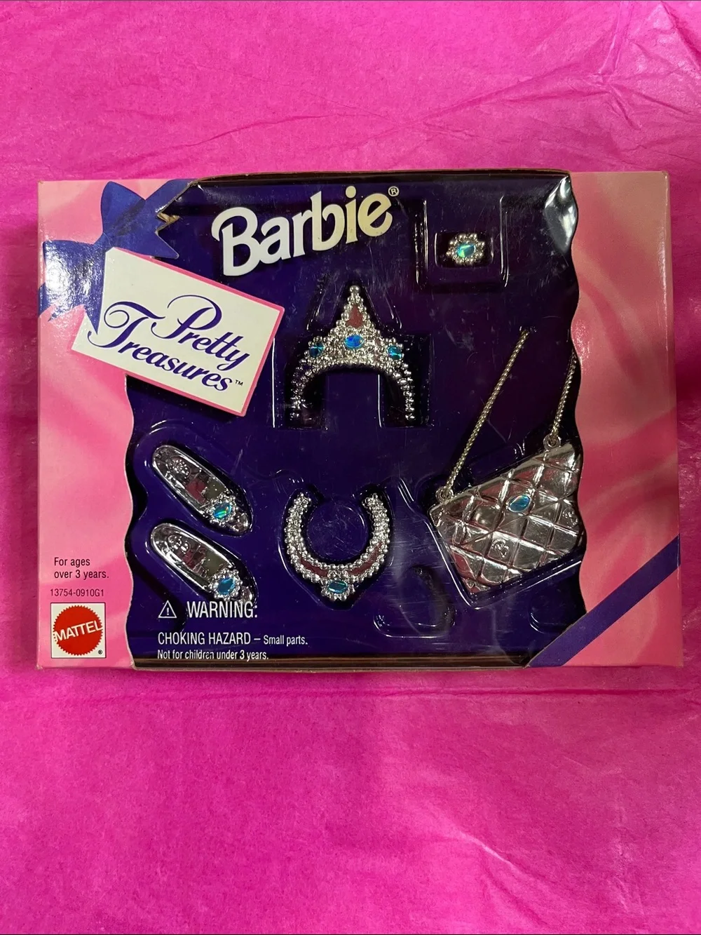 1995 Barbie Pink & Silver Pretty Treasures Princess Accessory Set